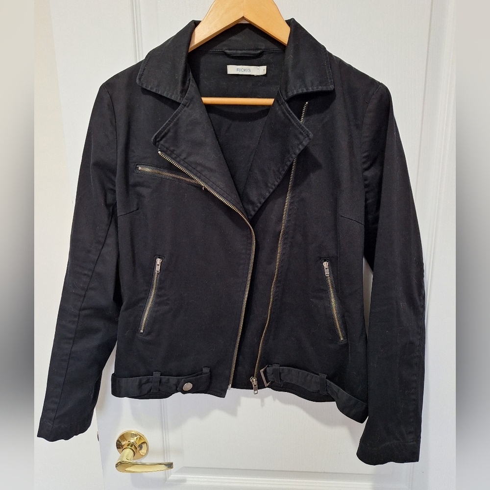 Ricki's Black Cotton Spandex lightweight Moto Biker Jacket